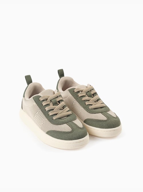Baskets avec détails en maille et lacets - Kiabi