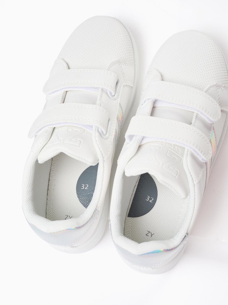 Baskets avec Détails Iridescentes Blanc - Kiabi