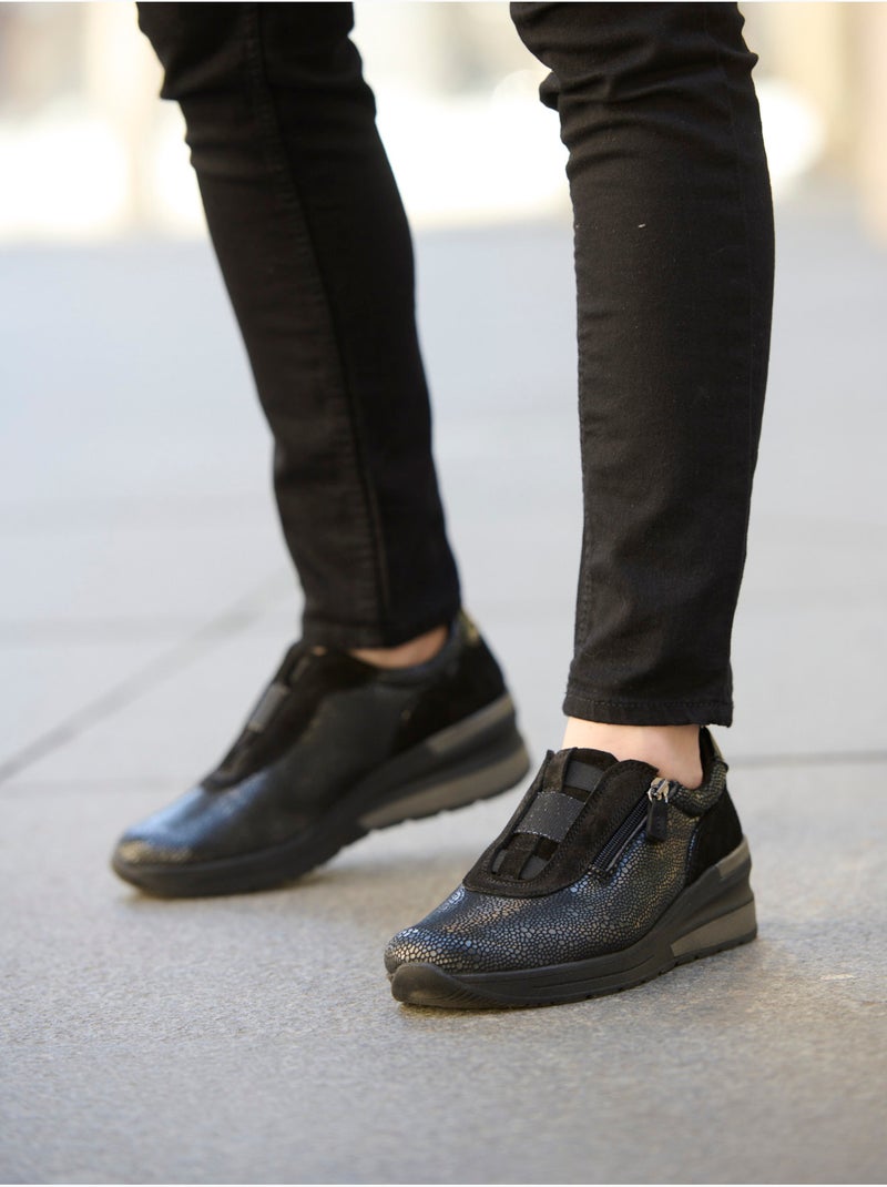 Baskets avec élastiques et zip - PEDICONFORT Noir Noir - Kiabi