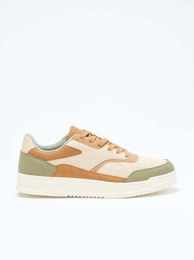 Baskets avec empiècements tricolores Beige - Kiabi
