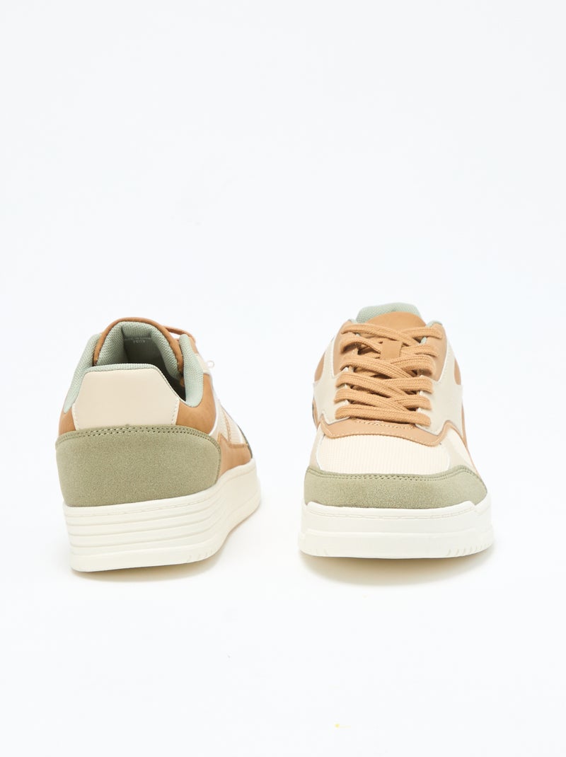 Baskets avec empiècements tricolores Beige - Kiabi