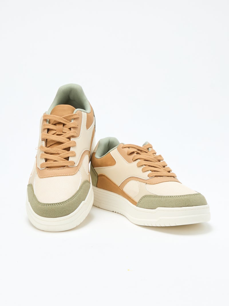 Baskets avec empiècements tricolores Beige - Kiabi