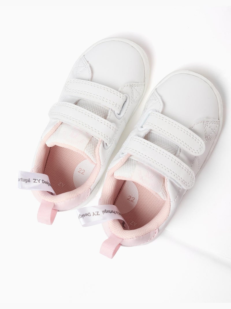 Baskets avec fermeture à scratch Blanc - Kiabi