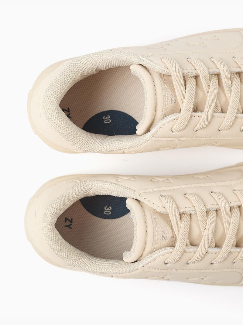 Baskets avec nœuds en relief et lacets élastiques Beige - Kiabi