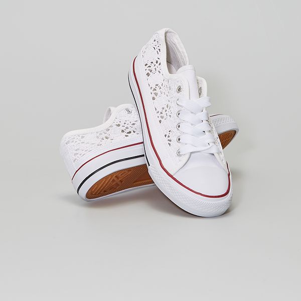 Baskets bases 'broderie anglaise' femme - blanc - Kiabi - 20,00€