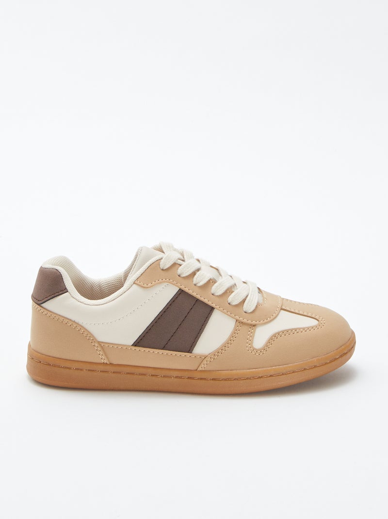 Baskets basses à lacets beige - Kiabi