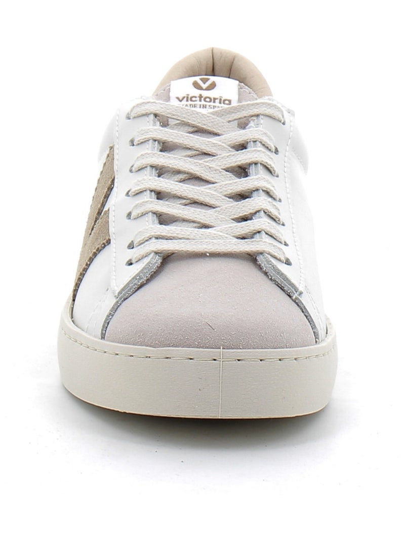 Baskets Basses à Lacets en Cuir Pour Femme Beige - Kiabi