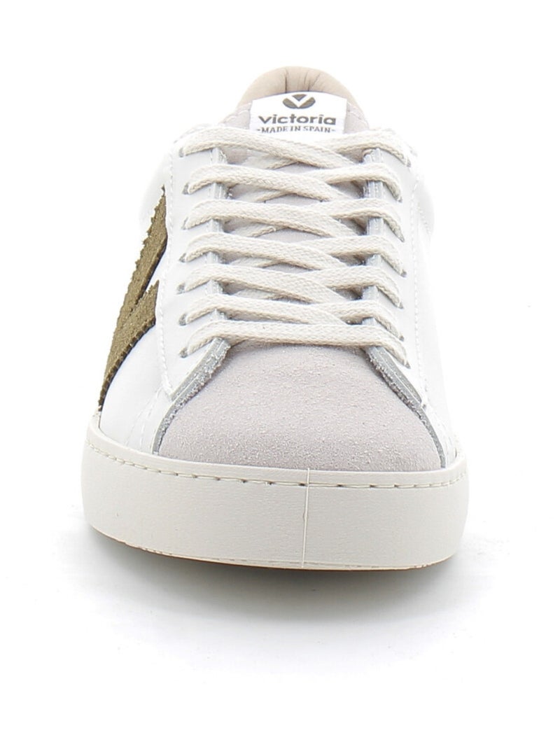 Baskets Basses à Lacets en Cuir Pour Femme Kaki - Kiabi