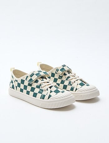 Baskets basses à scratch damier en toile