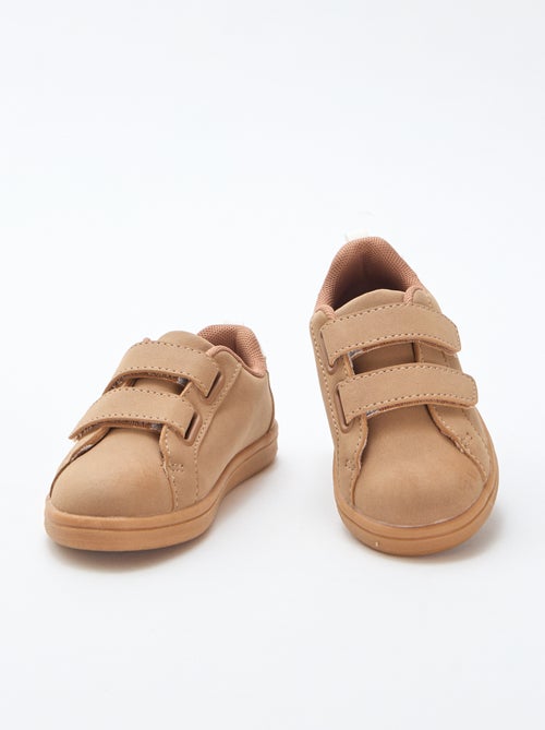 Baskets basses à scratch suédine bicolore - Kiabi