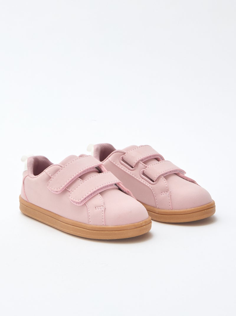 Baskets basses à scratch suédine bicolore Rose - Kiabi