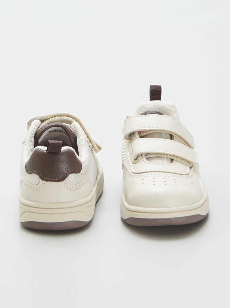 Baskets basses à scratchs beige - Kiabi