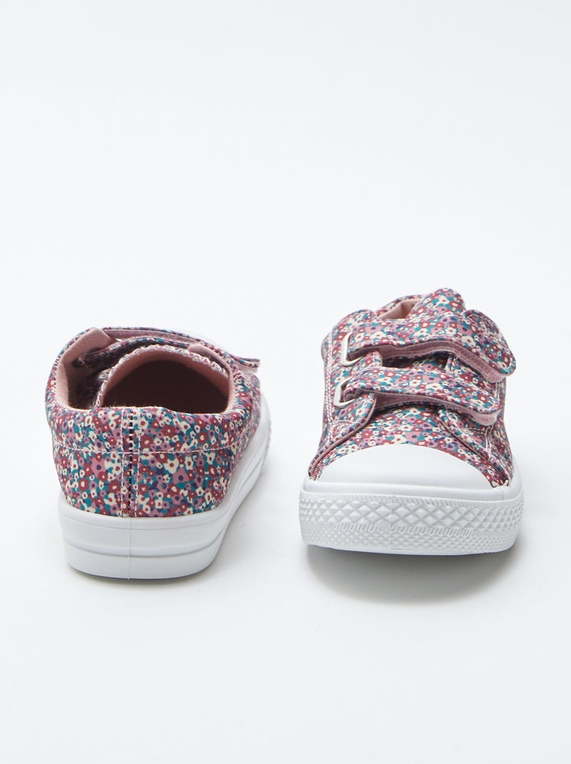 Baskets basses à scratchs fleuries BEIGE - Kiabi