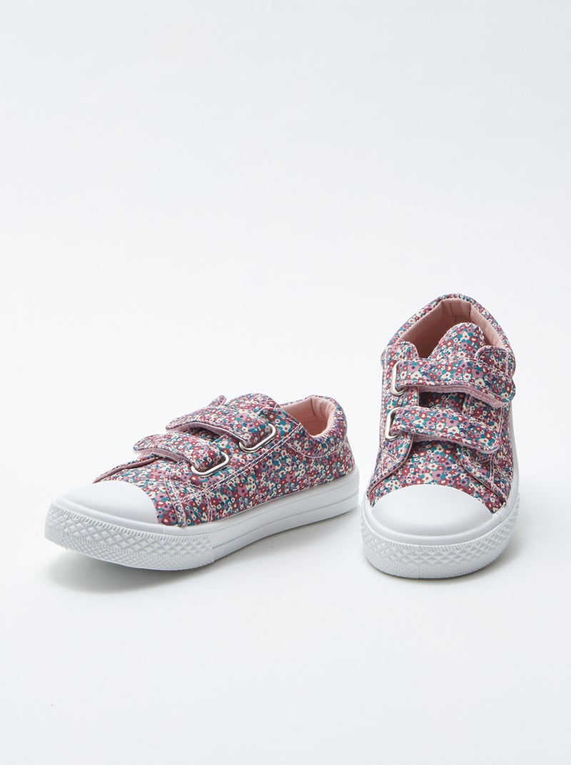 Baskets basses à scratchs fleuries BEIGE - Kiabi