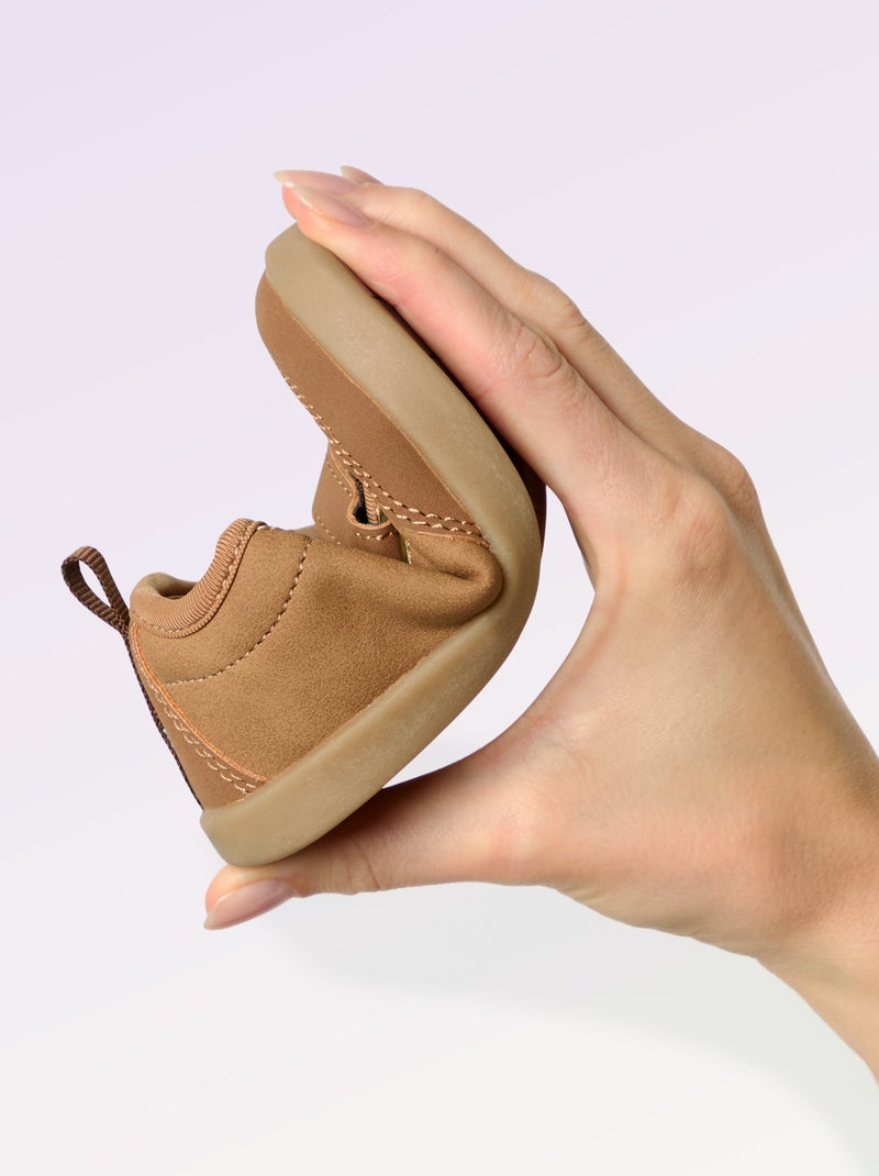 Baskets basses avec ouverture par scratch - Barefoot Jaune - Kiabi
