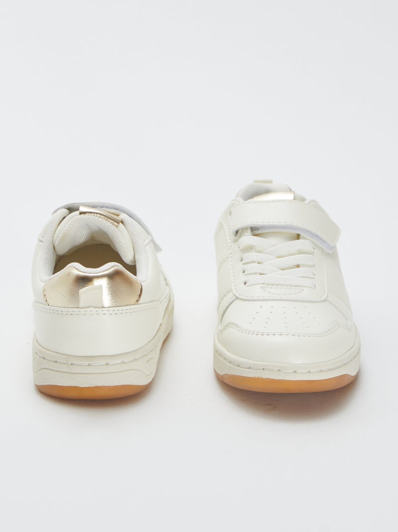 Baskets basses avec ouverture par scratchs et lacets Beige - Kiabi