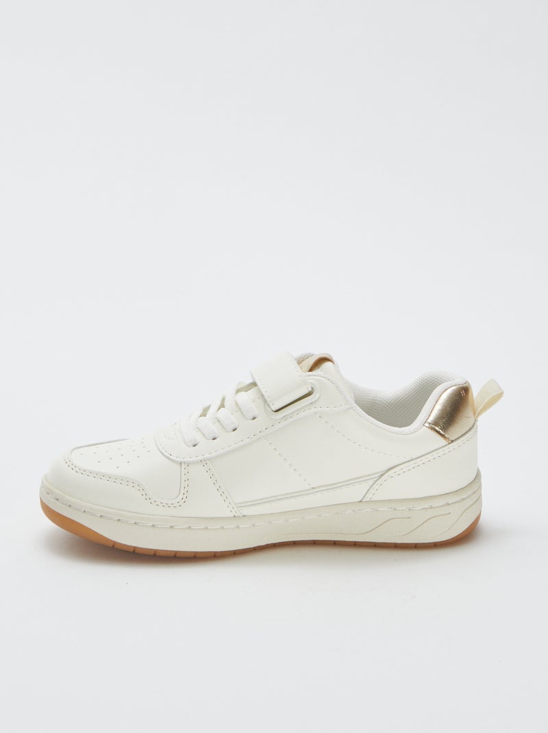 Baskets basses avec ouverture par scratchs et lacets Beige - Kiabi