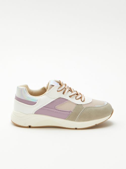 Baskets basses bi-matière - Kiabi