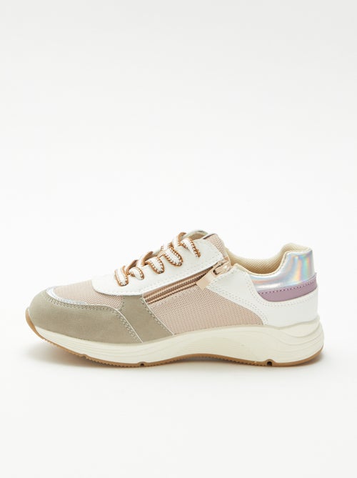 Baskets basses bi-matière - Kiabi