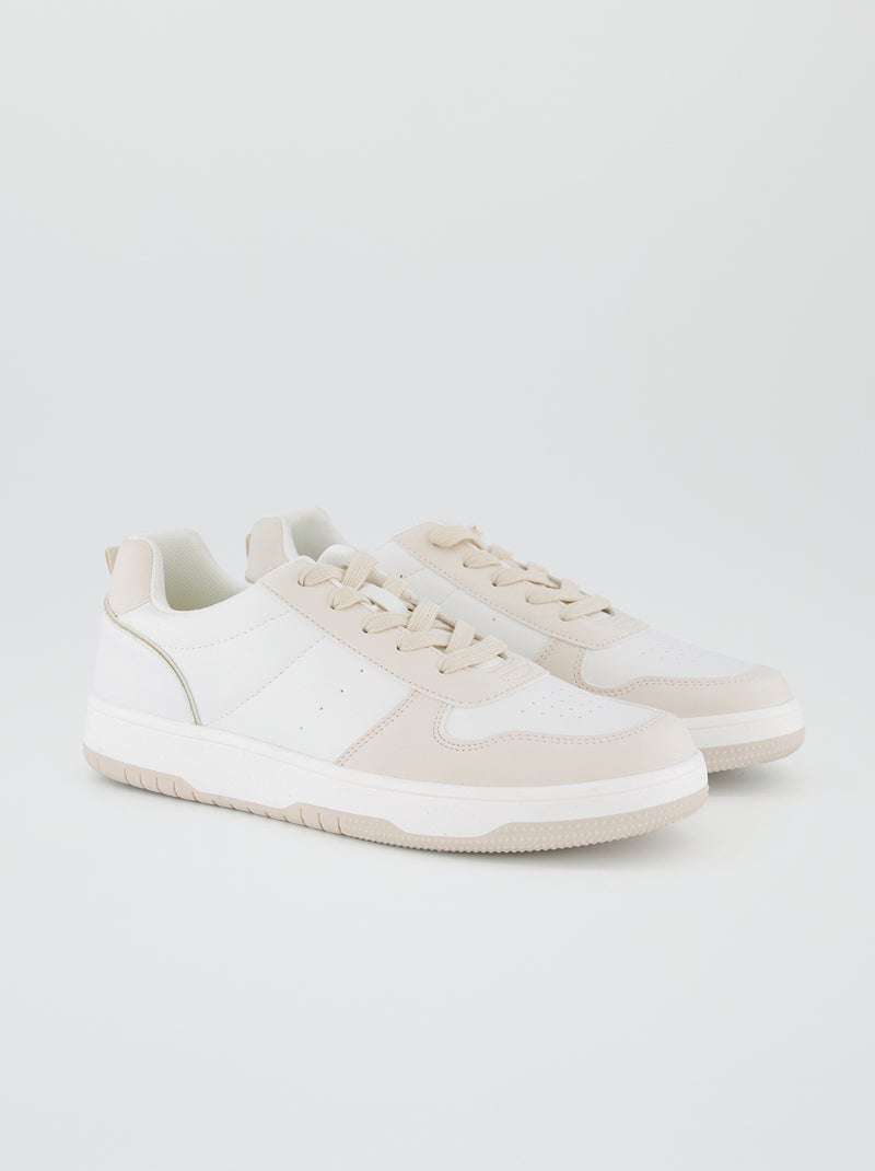 Baskets basses bicolore blanc - Kiabi