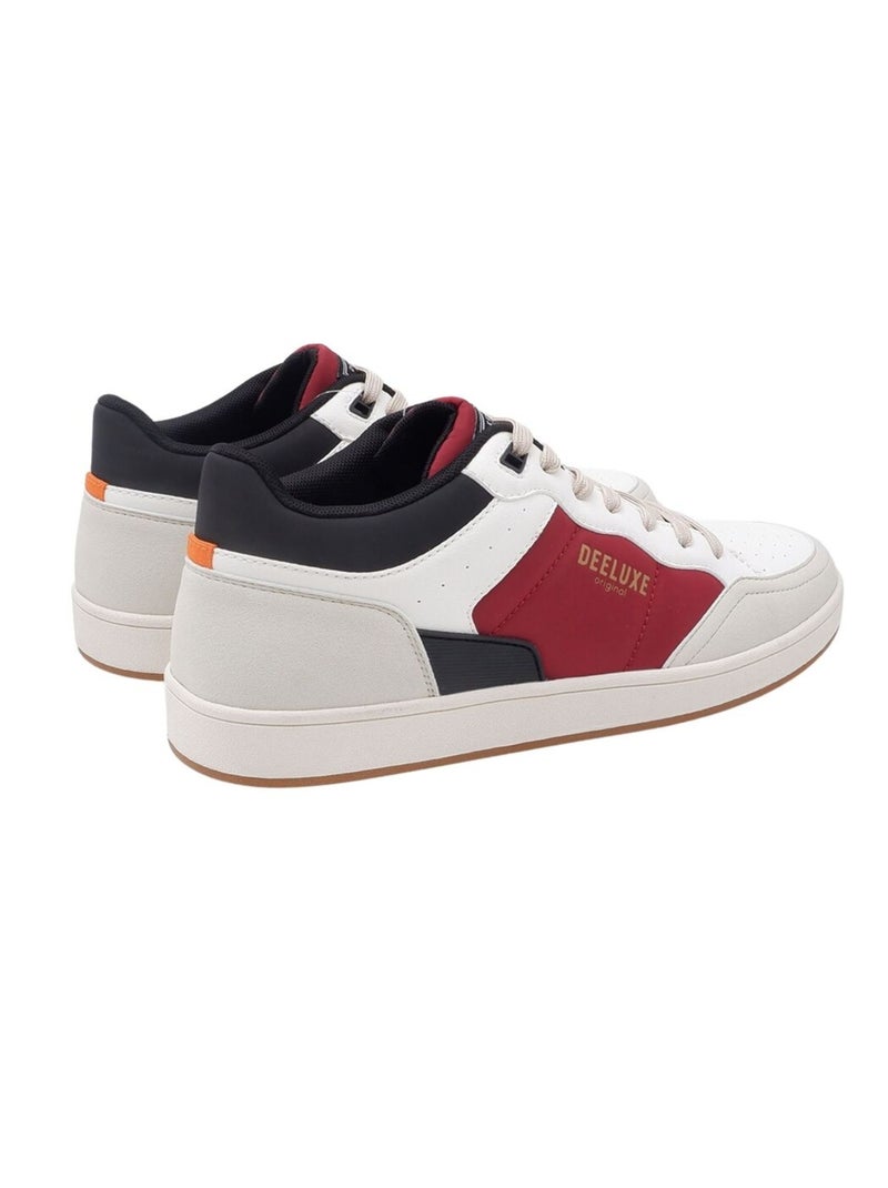 Baskets basses bicolores au look urbain affirmé
 'Deeluxe' Blanc Rouge - Kiabi