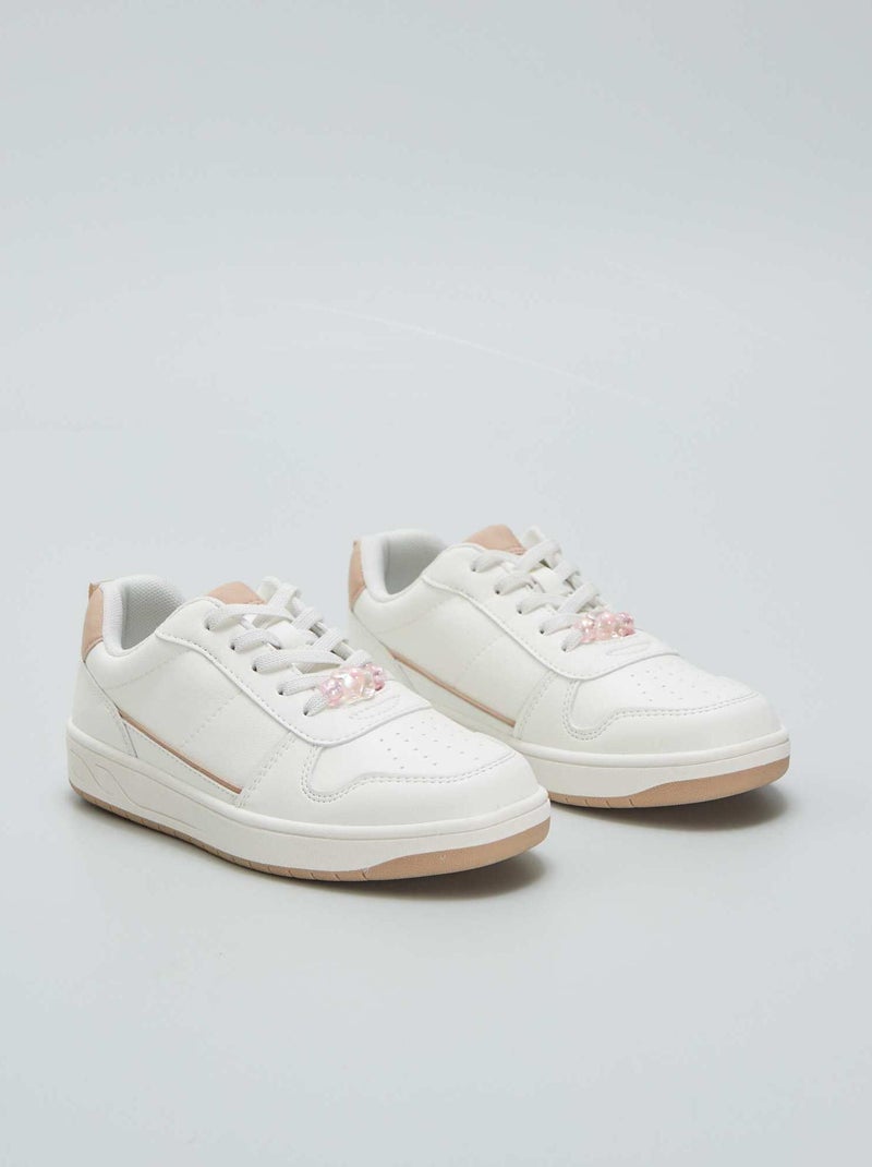Baskets basses bicolores avec perle blanc - Kiabi