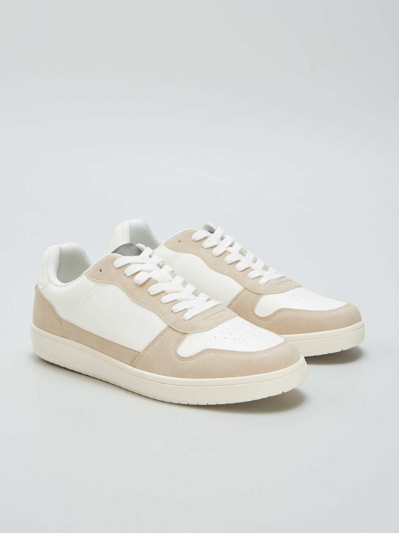 Baskets basses bicolores Blanc - Kiabi