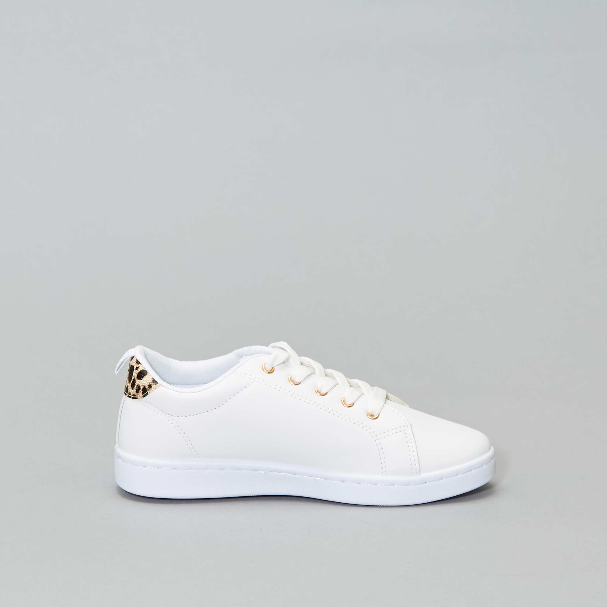 basket blanche et leopard femme