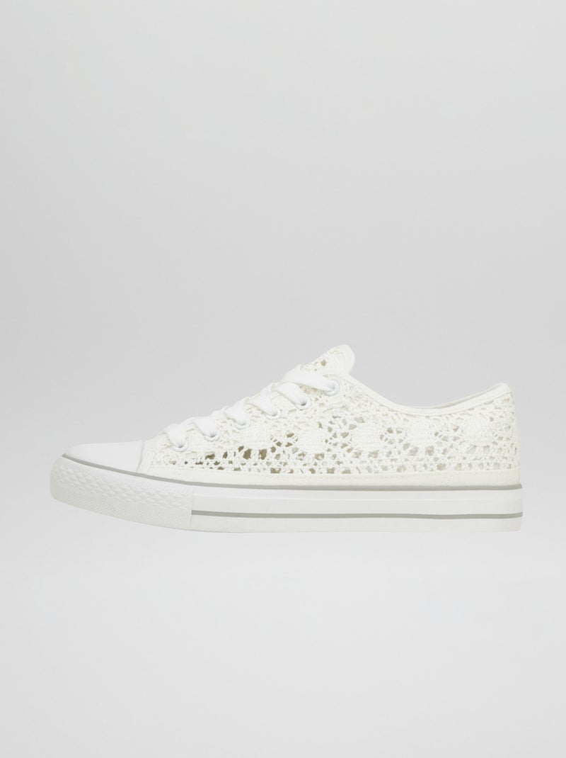 Baskets basses en dentelle Blanc - Kiabi