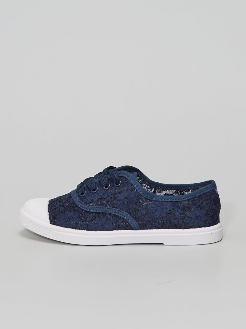 Baskets basses en dentelle bleu marine - Kiabi