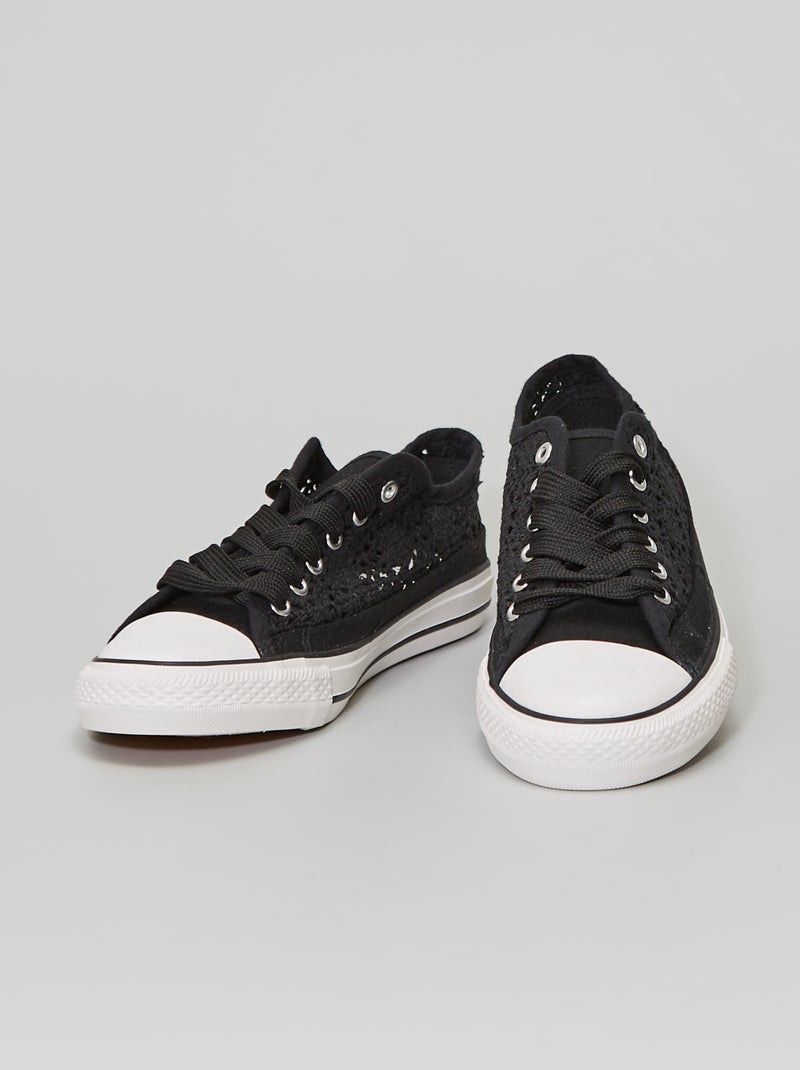 Baskets basses en dentelle noir - Kiabi