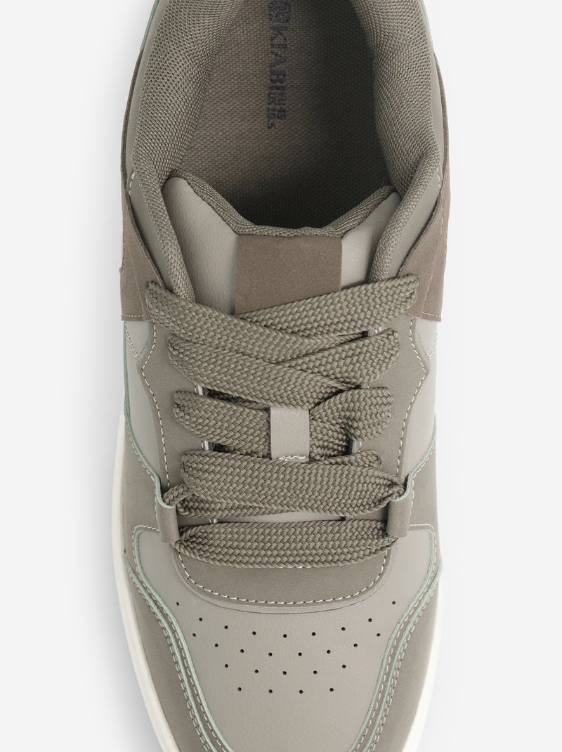 Baskets basses en simili Kaki - Kiabi