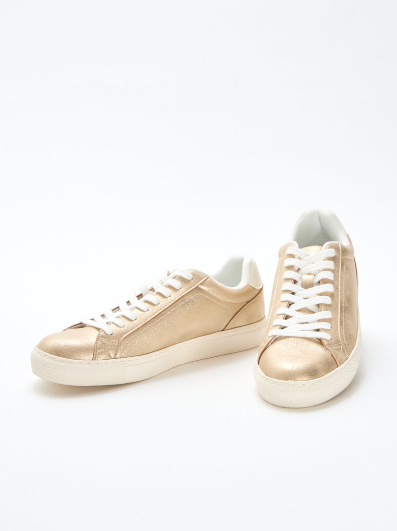 Baskets basses en suédine brillant Jaune - Kiabi