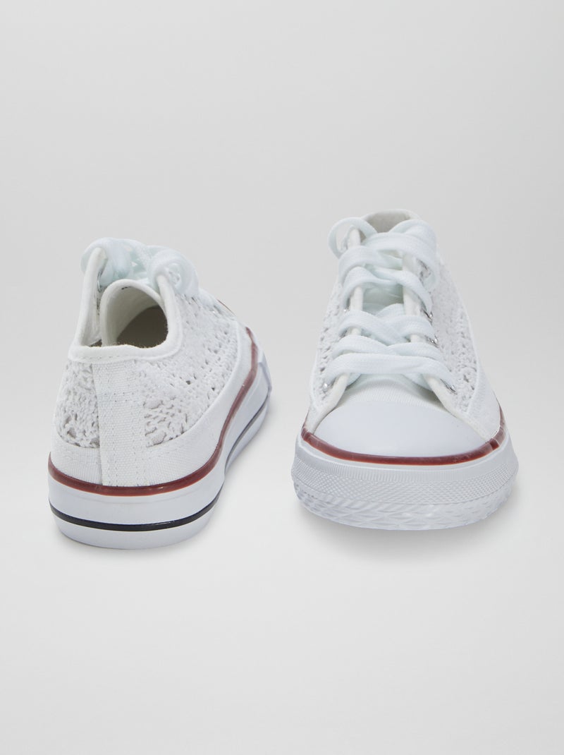 Baskets basses en toile et macramé blanc - Kiabi