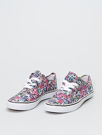 Baskets basses en toile fleurie
