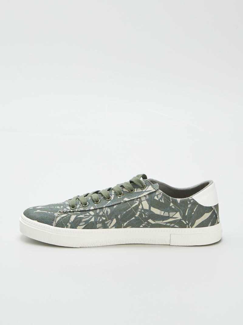 Baskets basses en toile imprimée Kaki - Kiabi
