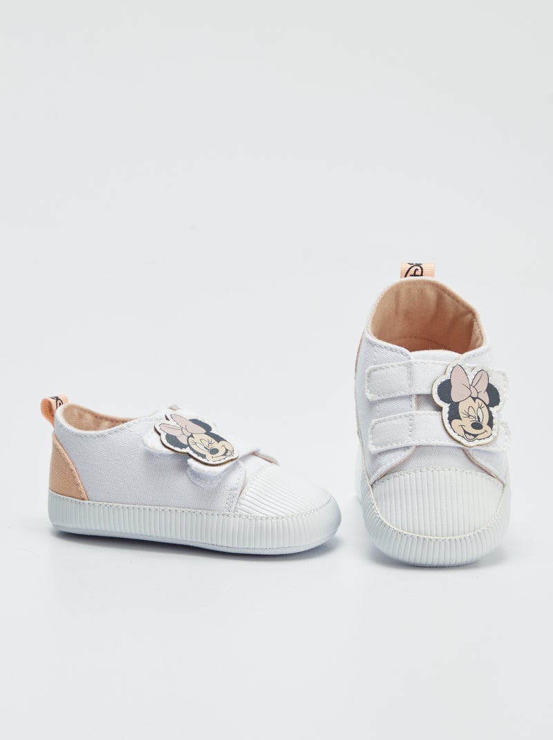 Baskets basses en toile 'Mickey' 'Disney' à scratchs Rose - Kiabi