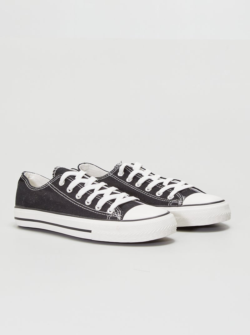 Baskets basses en toile noir - Kiabi