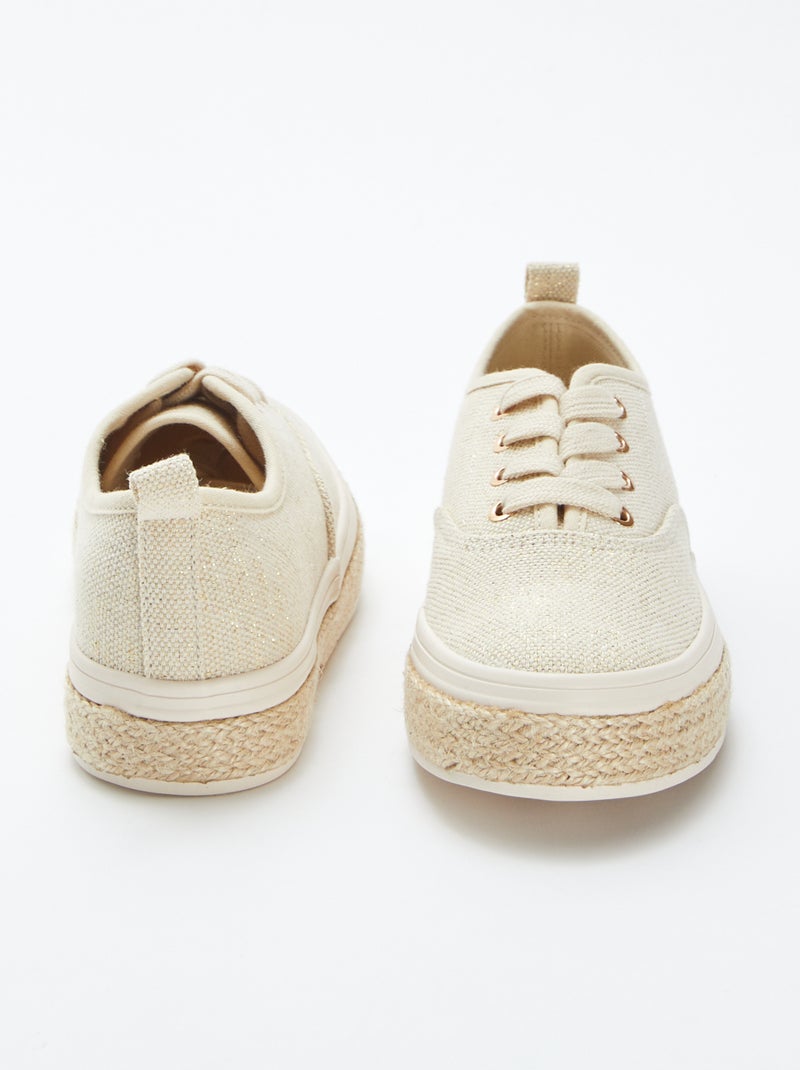 Baskets basses en toile pailletée beige - Kiabi