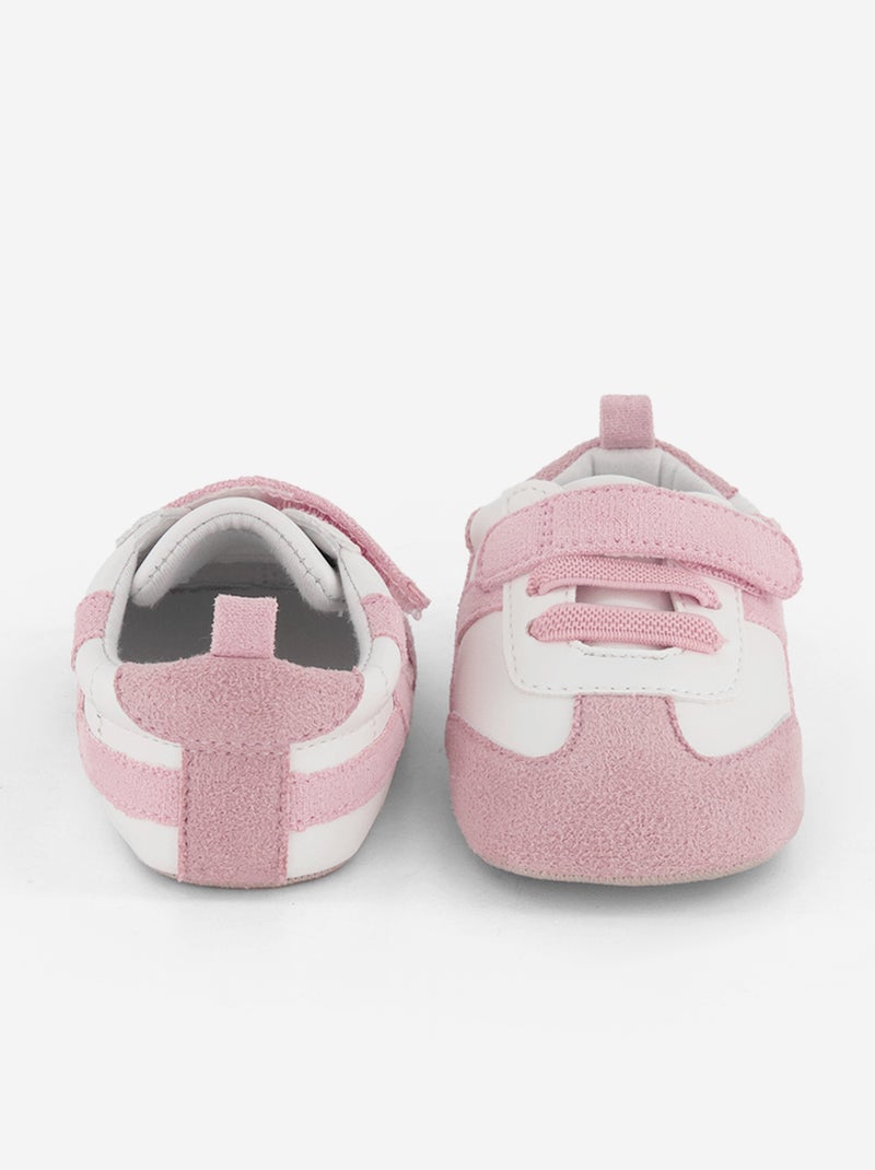 Baskets basses ouverture à scratchs et lacets Rose - Kiabi