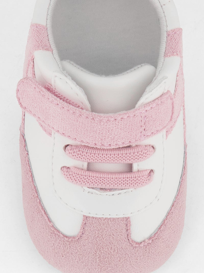 Baskets basses ouverture à scratchs et lacets Rose - Kiabi