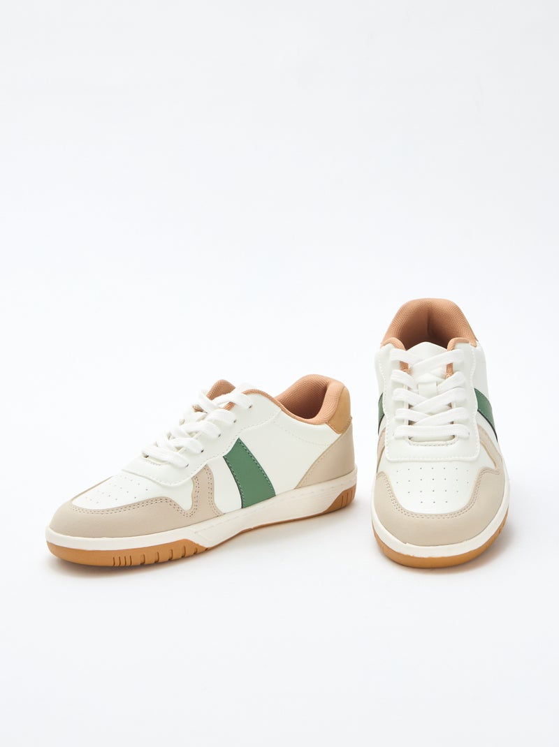 Baskets basses renforcées tricolore Blanc - Kiabi