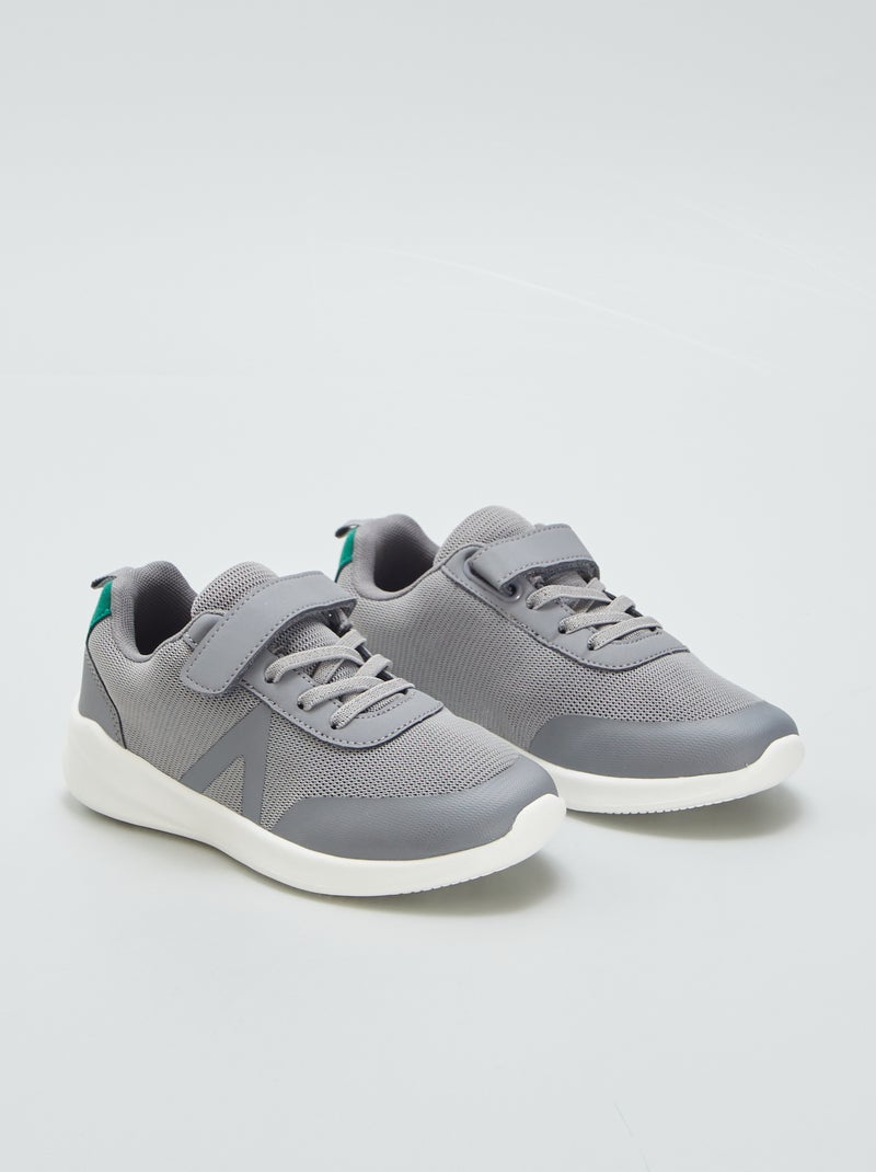 Baskets basses running Gris/vert - Kiabi