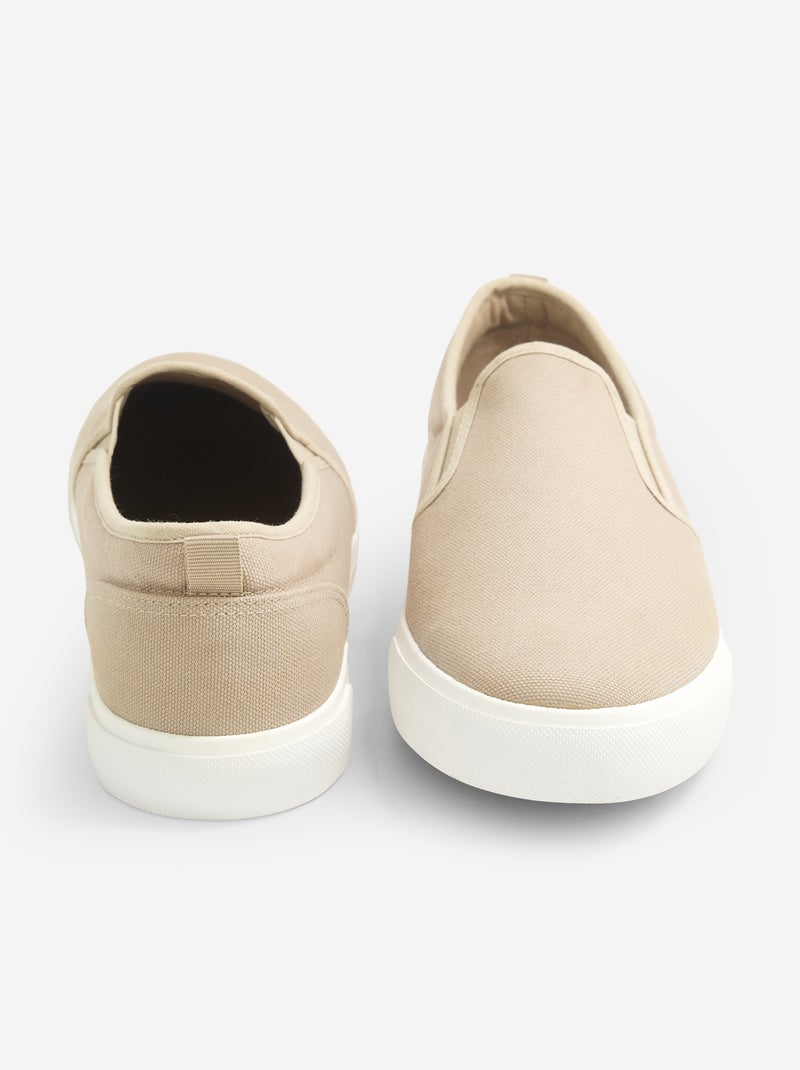 Baskets basses slip-on Beige - Kiabi