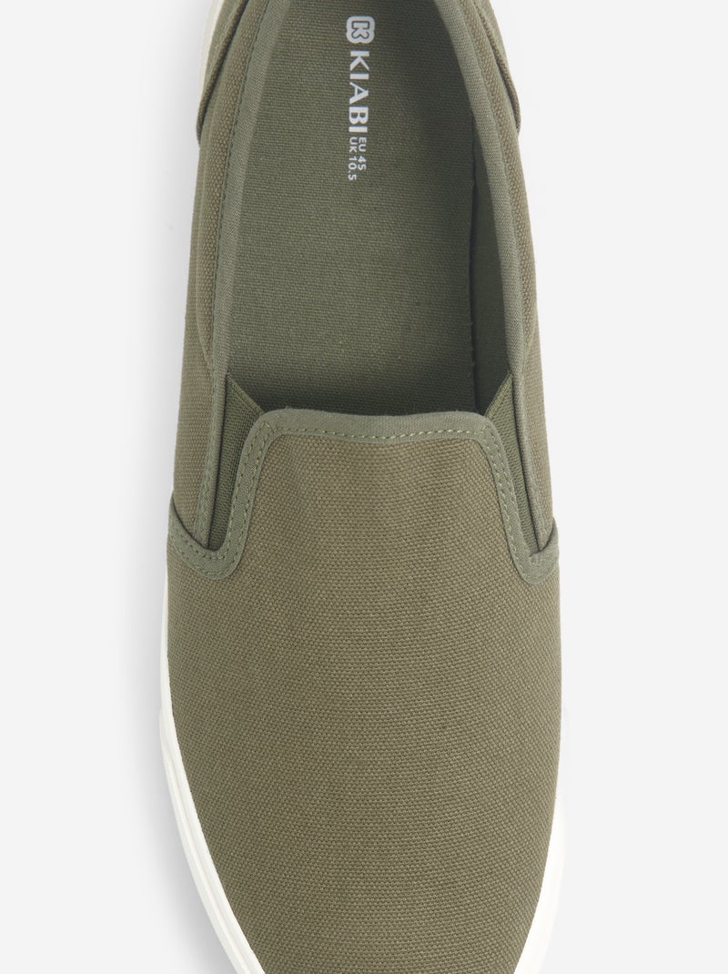 Baskets basses slip-on Kaki - Kiabi