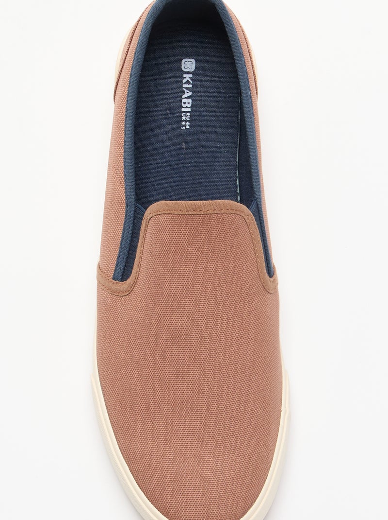 Baskets basses slip-on Marron - Kiabi