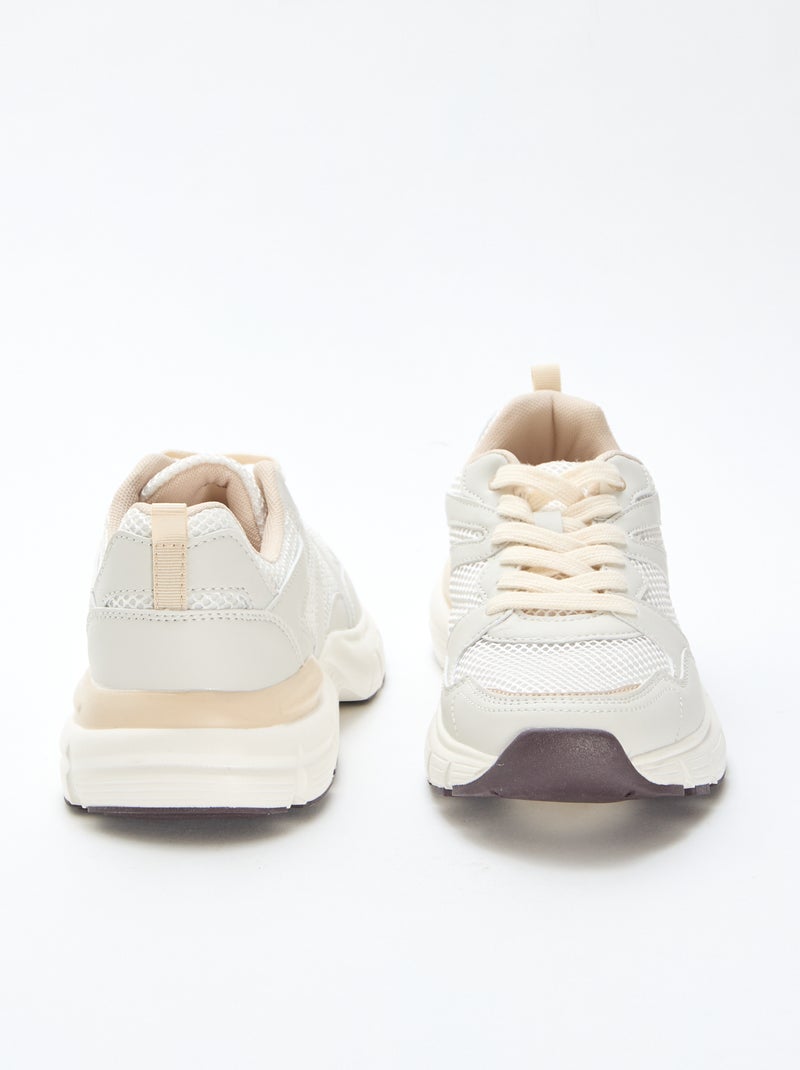 Baskets basses style running Beige - Kiabi