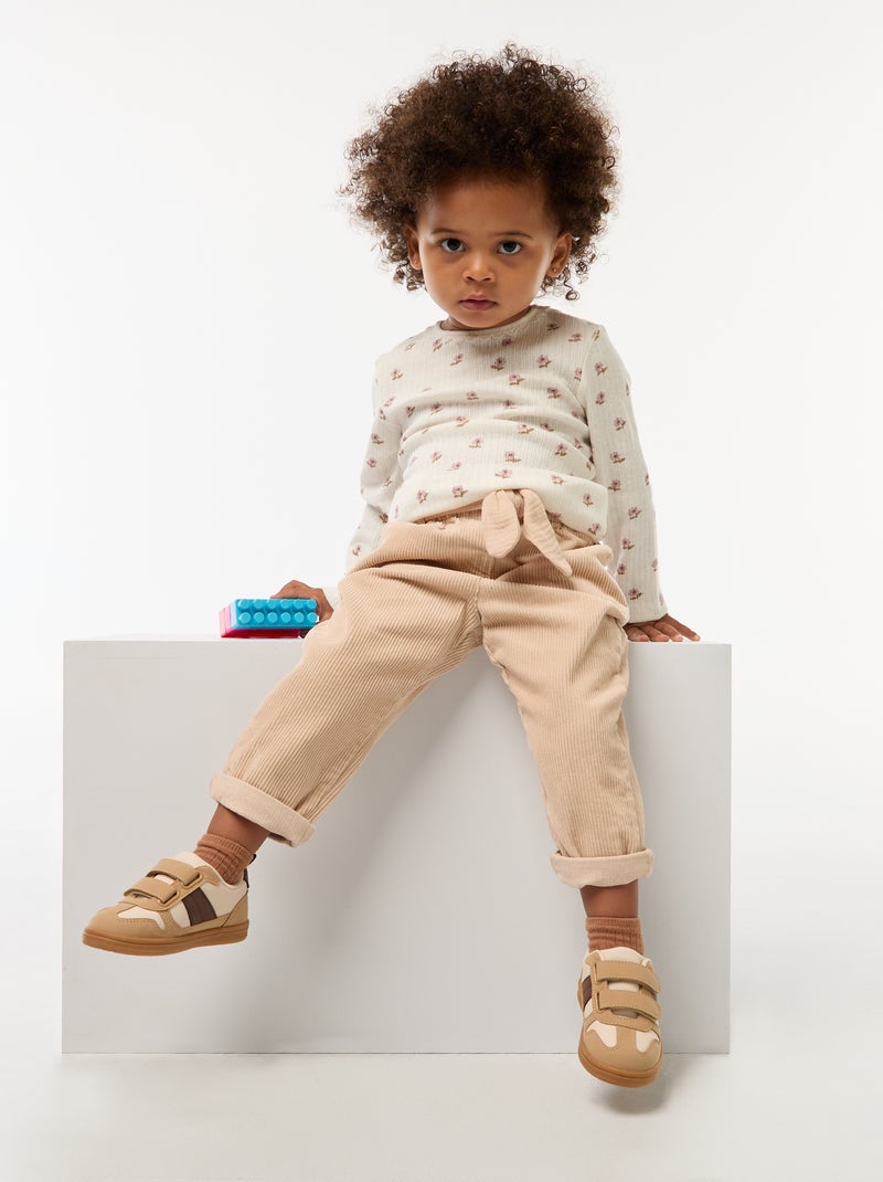 Baskets basses tricolores Beige - Kiabi