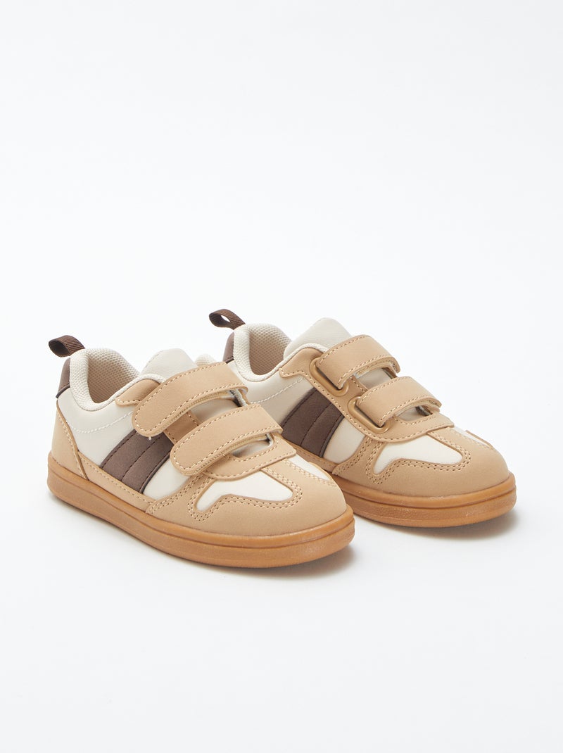 Baskets basses tricolores Beige - Kiabi