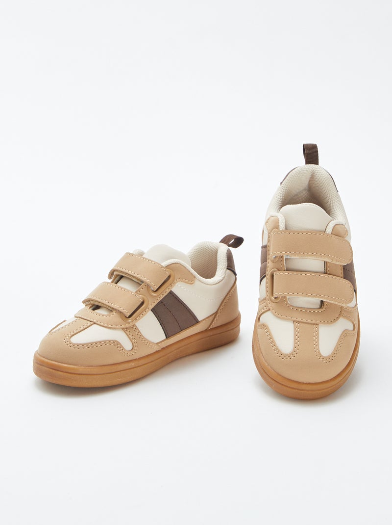 Baskets basses tricolores Beige - Kiabi